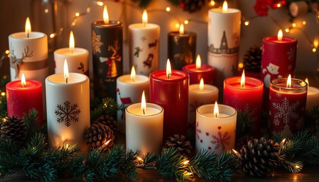 christmas candle selection