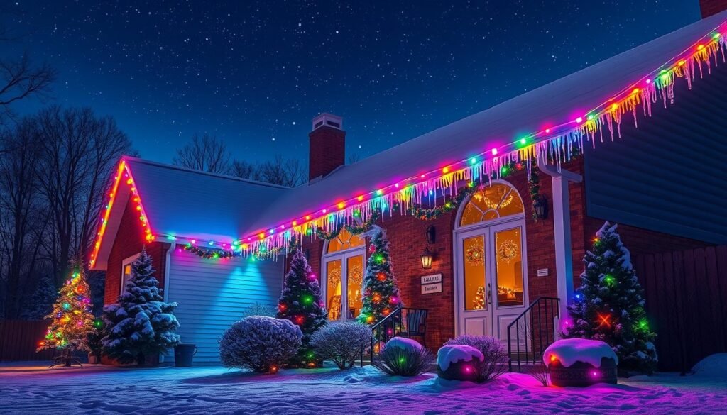 christmas lights on roof