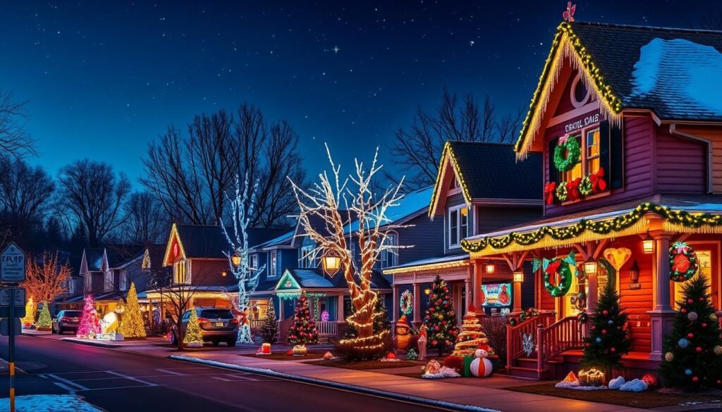 homes with christmas lights