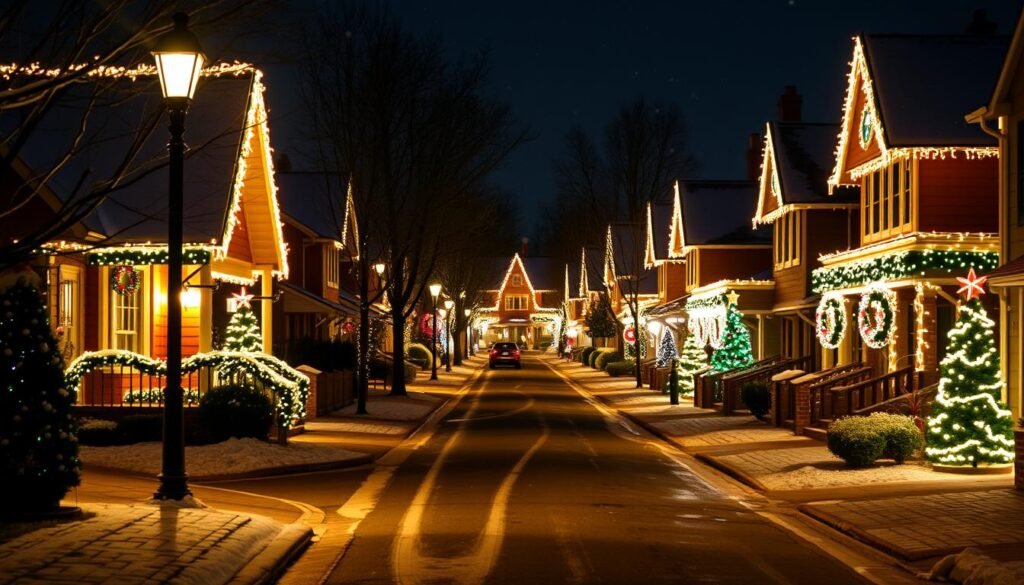 homes with christmas lights