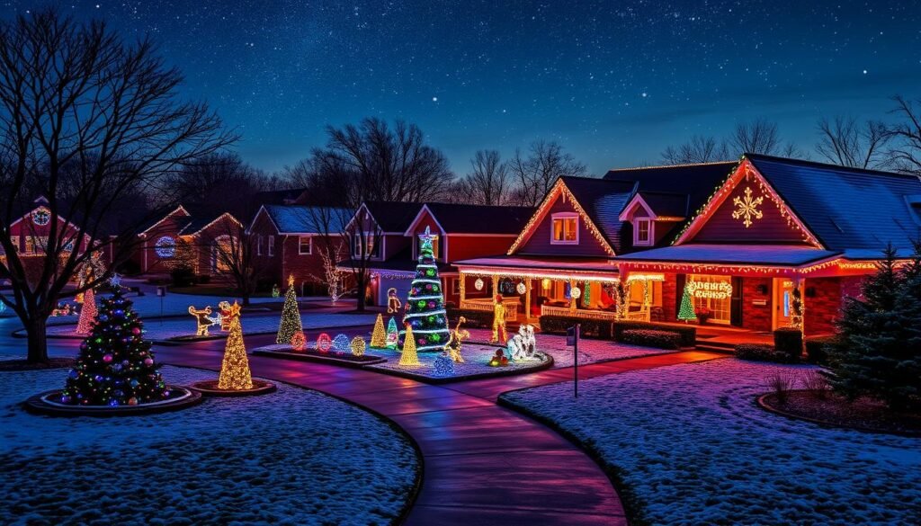 homes with christmas lights